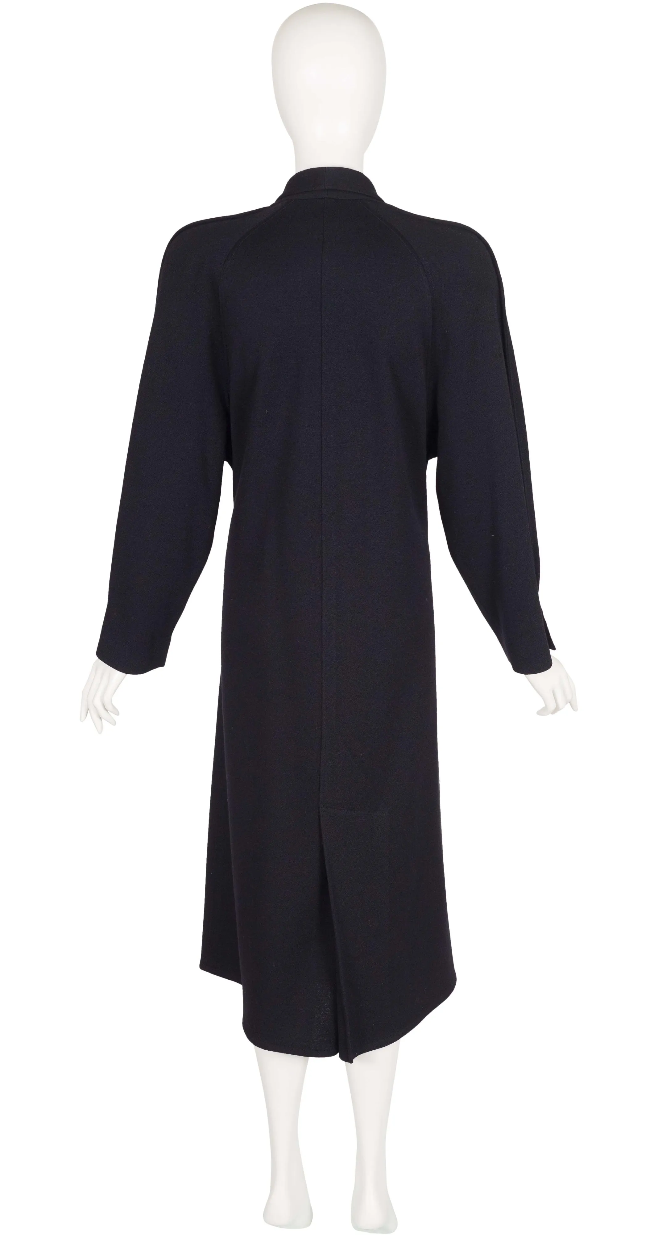 1986-87 F/W Black Wool Jersey Long Wrap Coat
