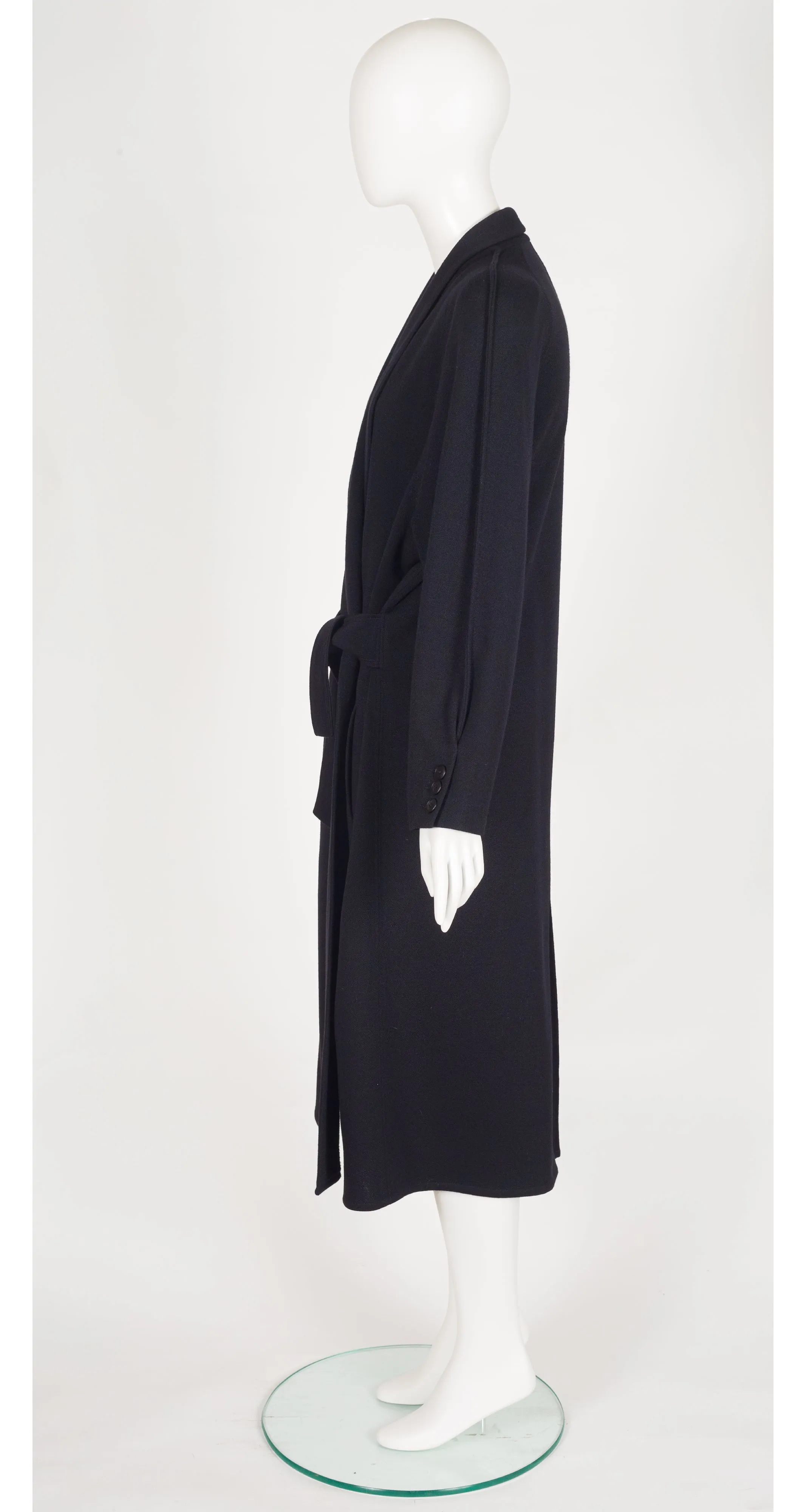 1986-87 F/W Black Wool Jersey Long Wrap Coat