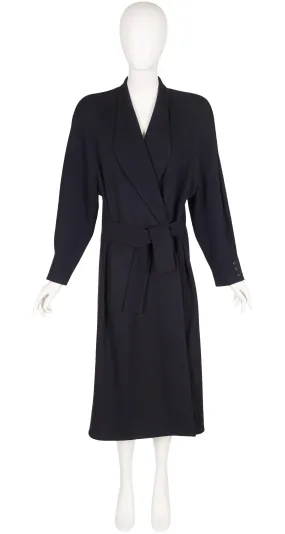 1986-87 F/W Black Wool Jersey Long Wrap Coat