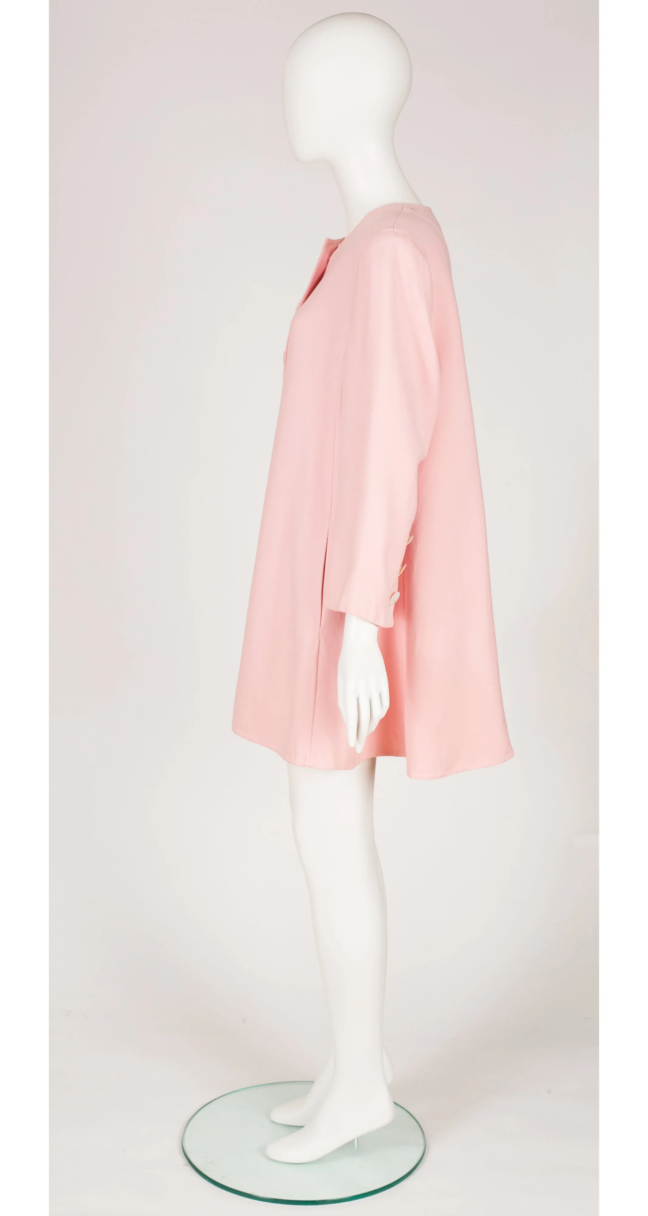 1990s Baby Pink Wool Swing Coat