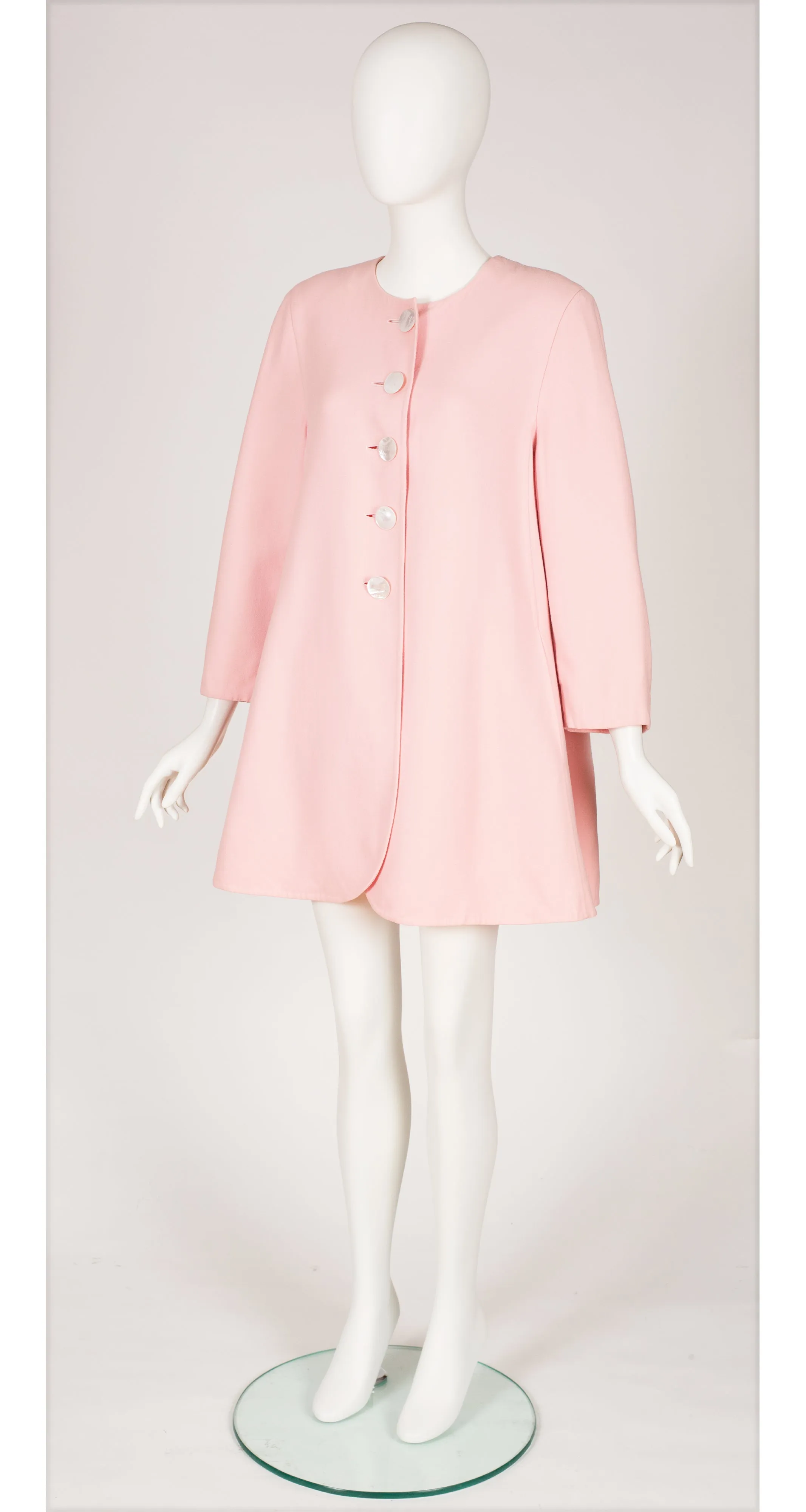 1990s Baby Pink Wool Swing Coat