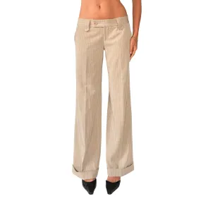 2000s Nude Pinstripe Trousers (S)