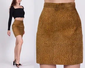 90s Leopard Print Suede Mini Skirt - Petite Extra Small, 23"