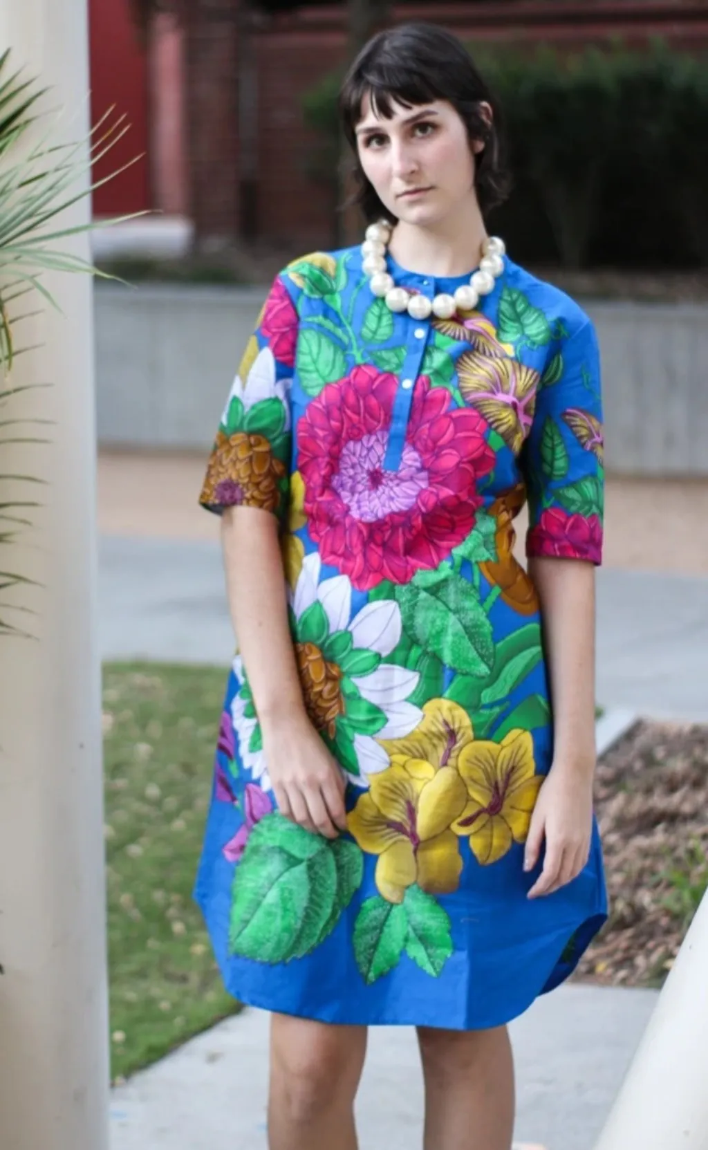 African Print Omoye Shirt Dress - Blue