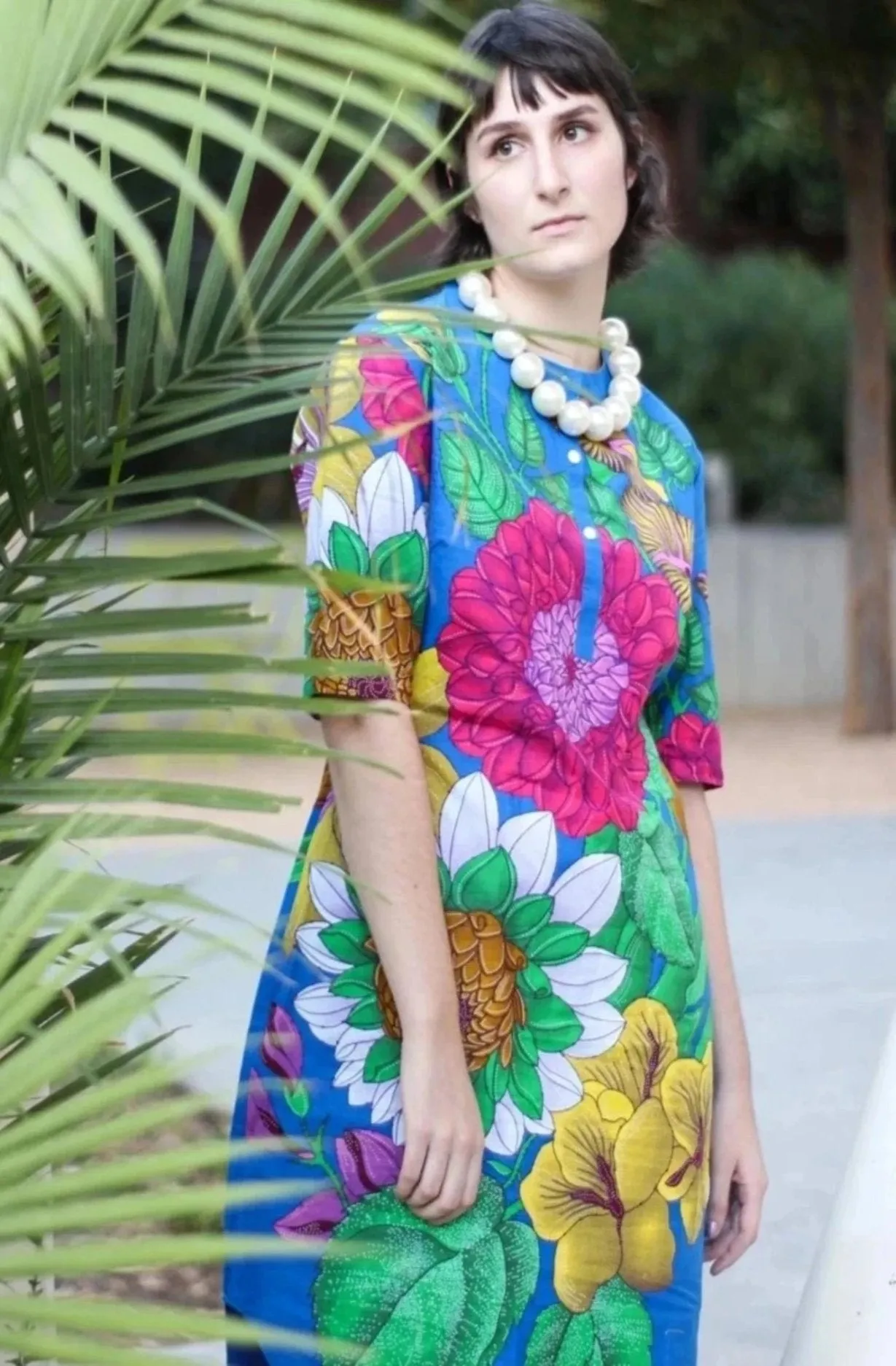 African Print Omoye Shirt Dress - Blue