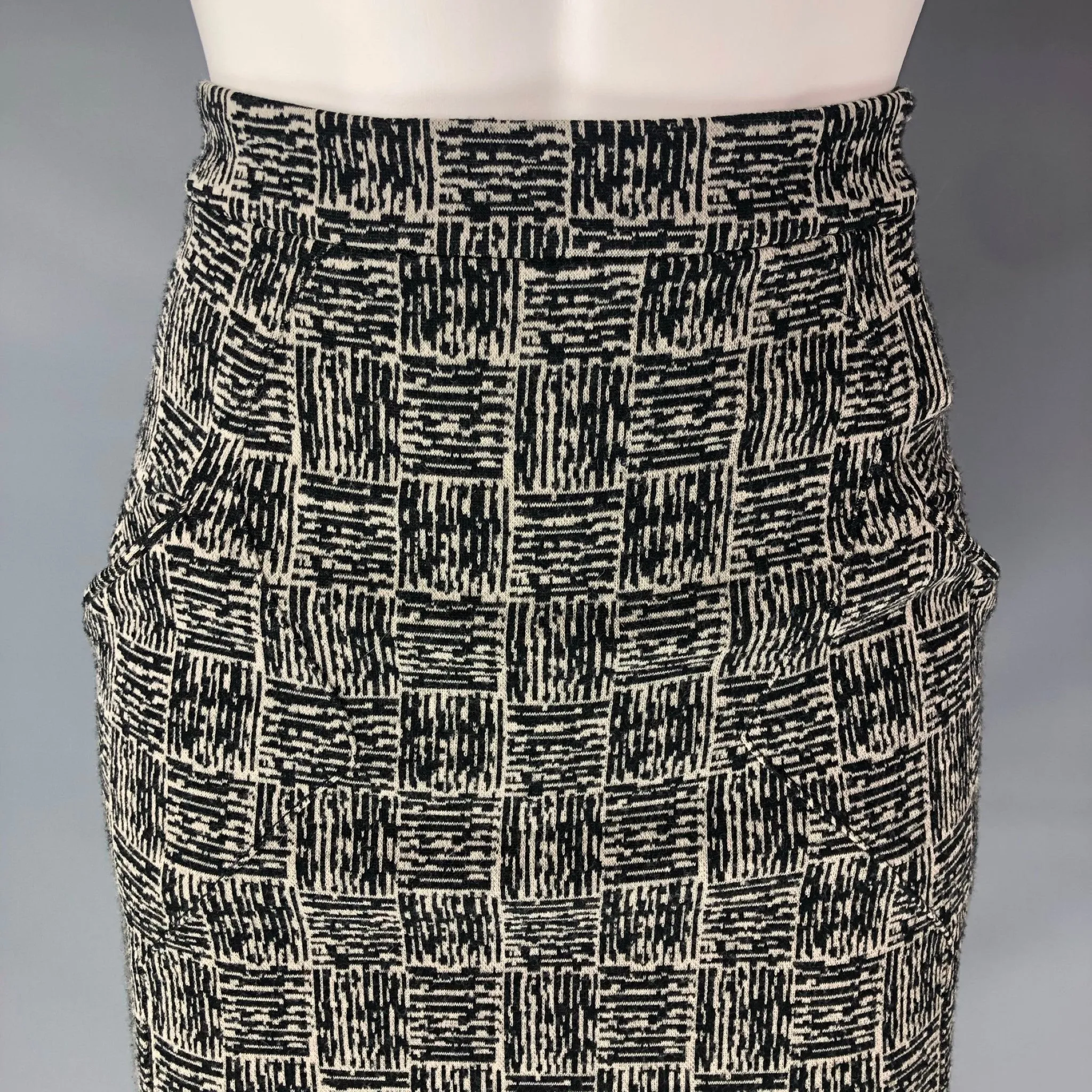 ALEXANDER WANG Size 4 Black & Grey Virgin Wool Blend Skirt