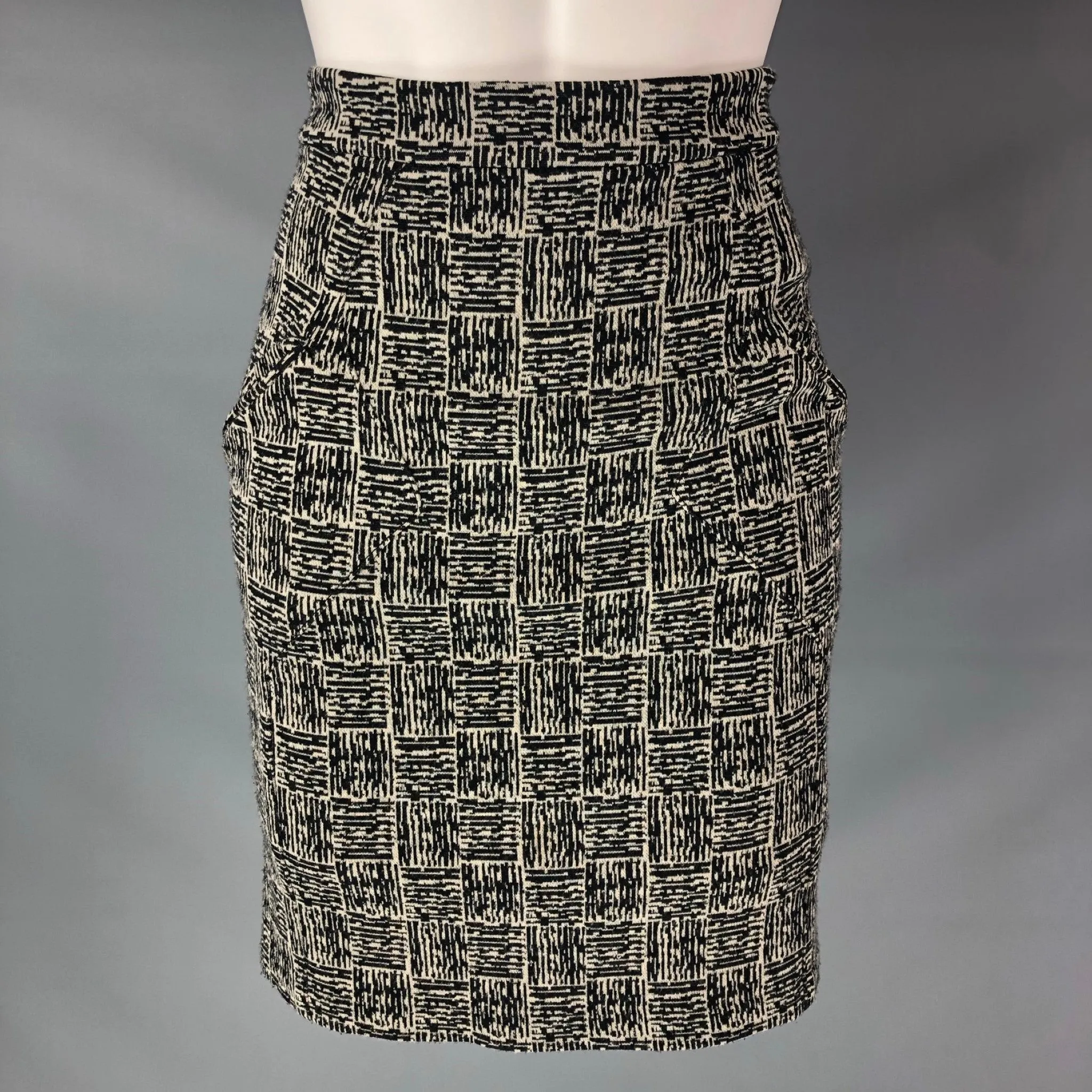 ALEXANDER WANG Size 4 Black & Grey Virgin Wool Blend Skirt