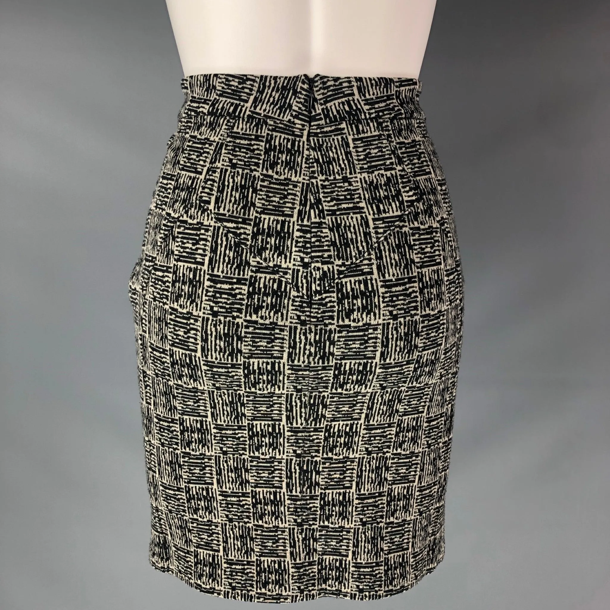 ALEXANDER WANG Size 4 Black & Grey Virgin Wool Blend Skirt