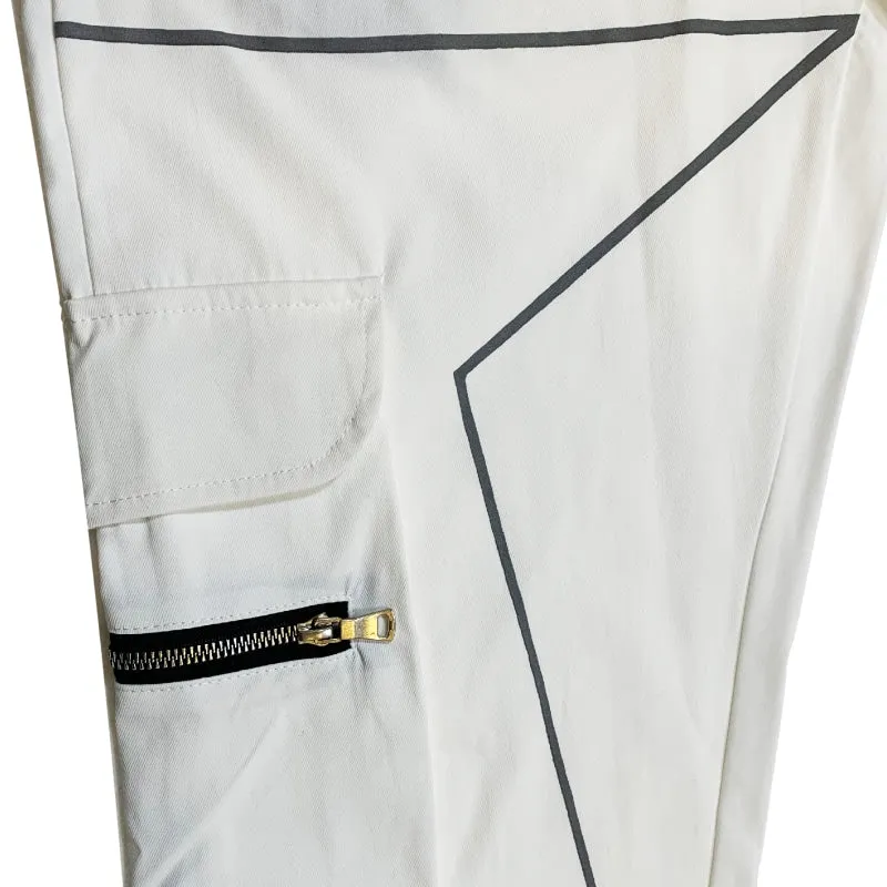 American Reflective Line Cargo Pants-White