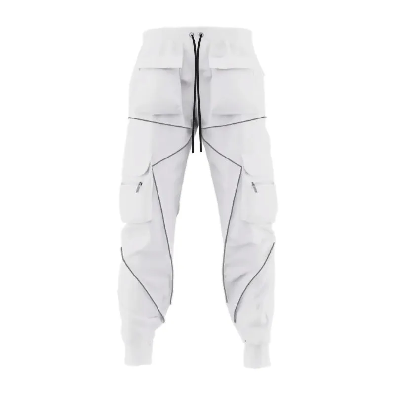 American Reflective Line Cargo Pants-White