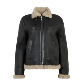 B-3 Aviator RAF Black Shearling Leather Jacket – Classic & Warm