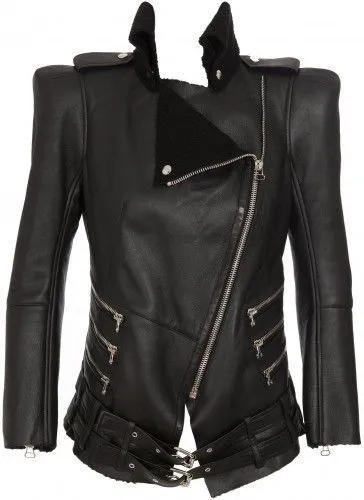 Balmain Shearling Lined Biker Jacket Size 40 S Small Most Wanted $10,450 Ladies