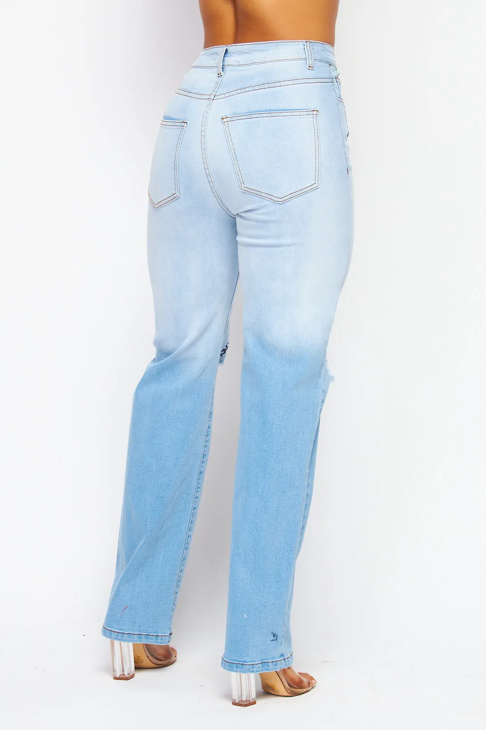 Belle Letter Embroidered Print Denim Jean Pants