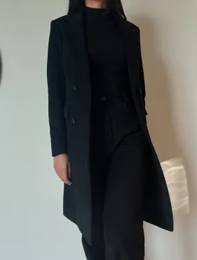 Black Long Coat (76% Wool)