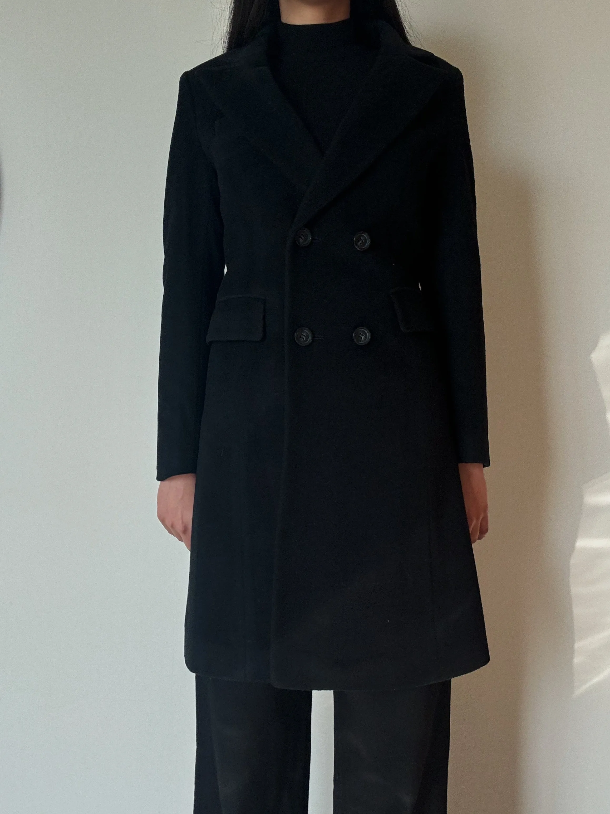 Black Long Coat (76% Wool)