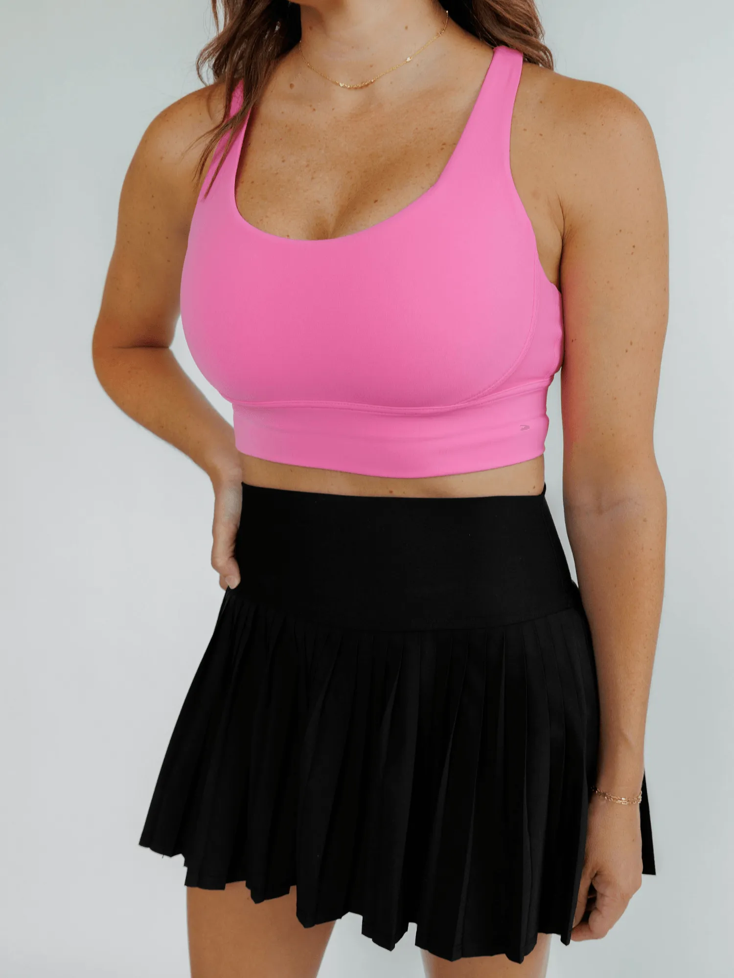 Black "Maddie" Full Pleat Active Skirt with Pockets in Shorts Liner