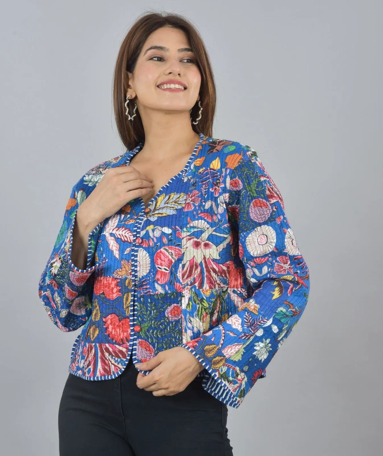 Blue Reversible Quilted Jacket