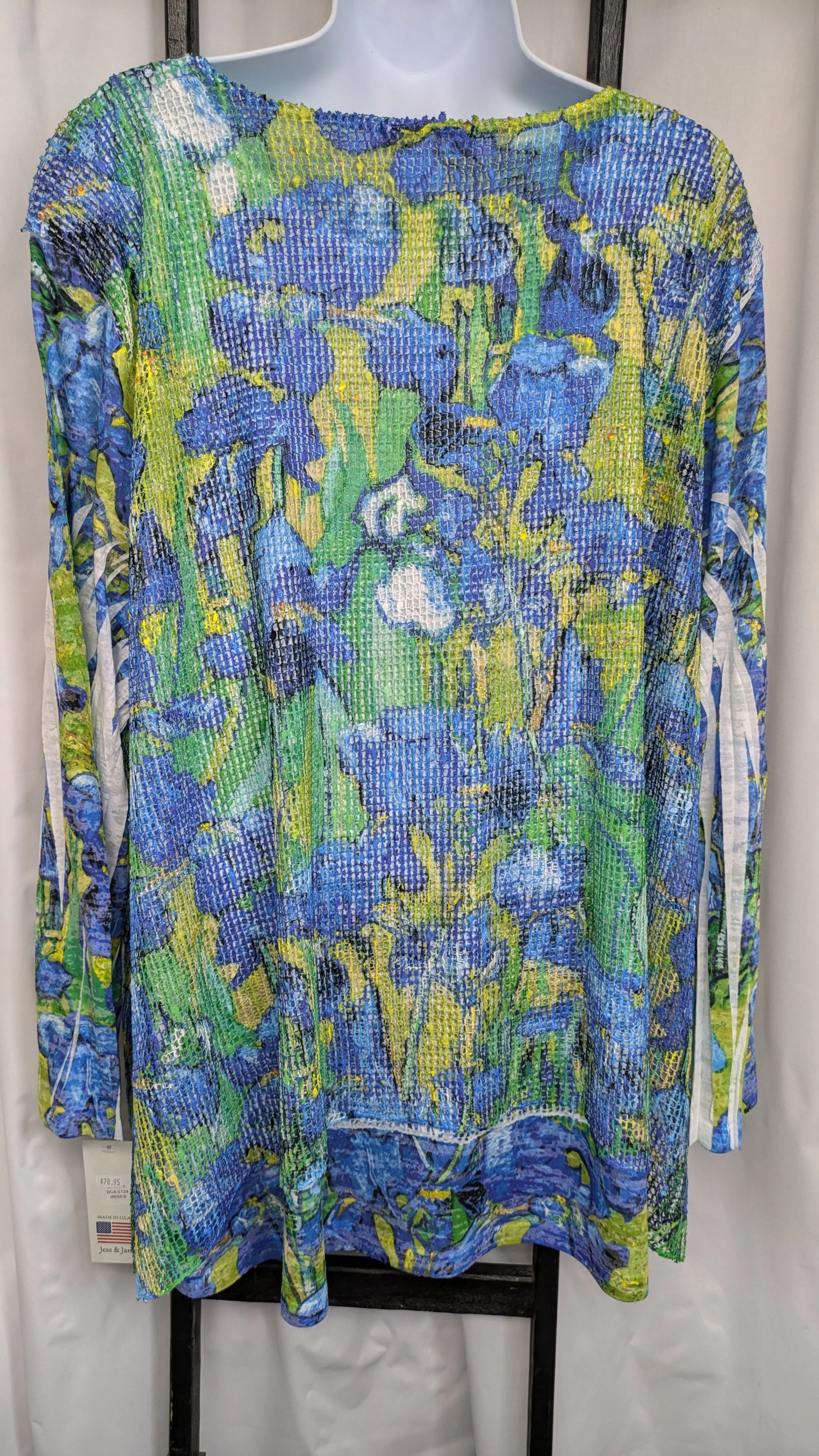 Boucle Mesh Irises Tunic Top Jess & Jane Floral Design