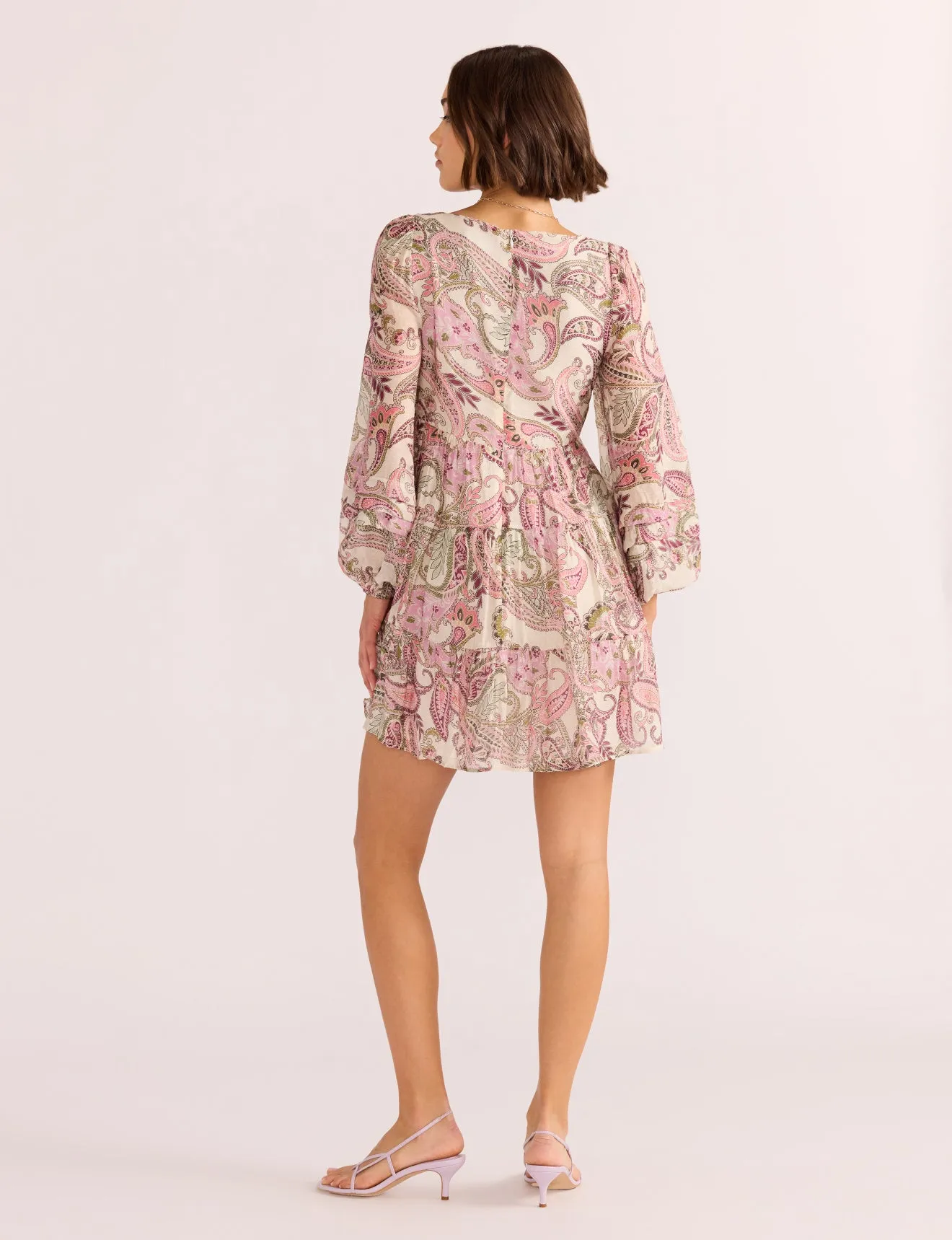 Cadence Babydoll Mini Dress - Pink Paisley