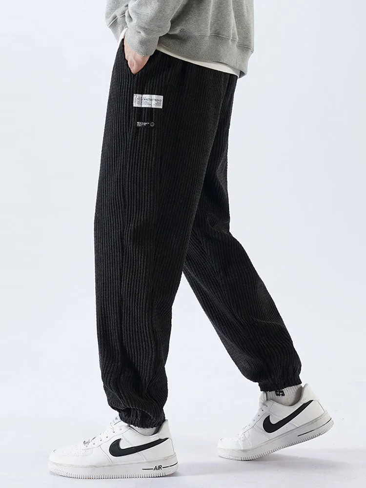 Casual Drawstring Corduroy Pants