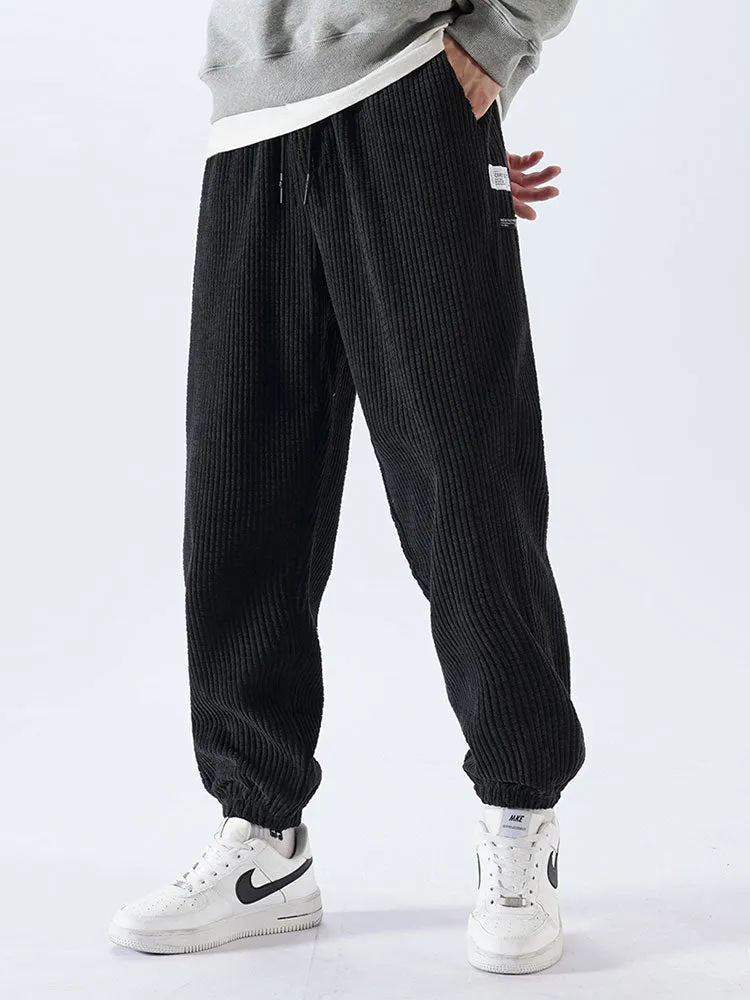 Casual Drawstring Corduroy Pants