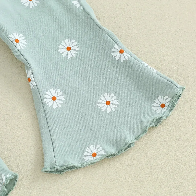 Daisy Print Ruffle Flares Set