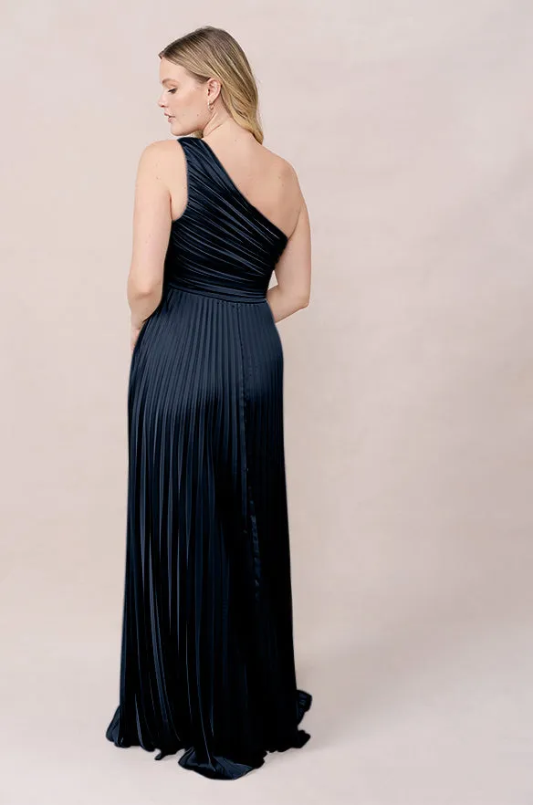 Declan Satin Pleated Dress | Made To Order