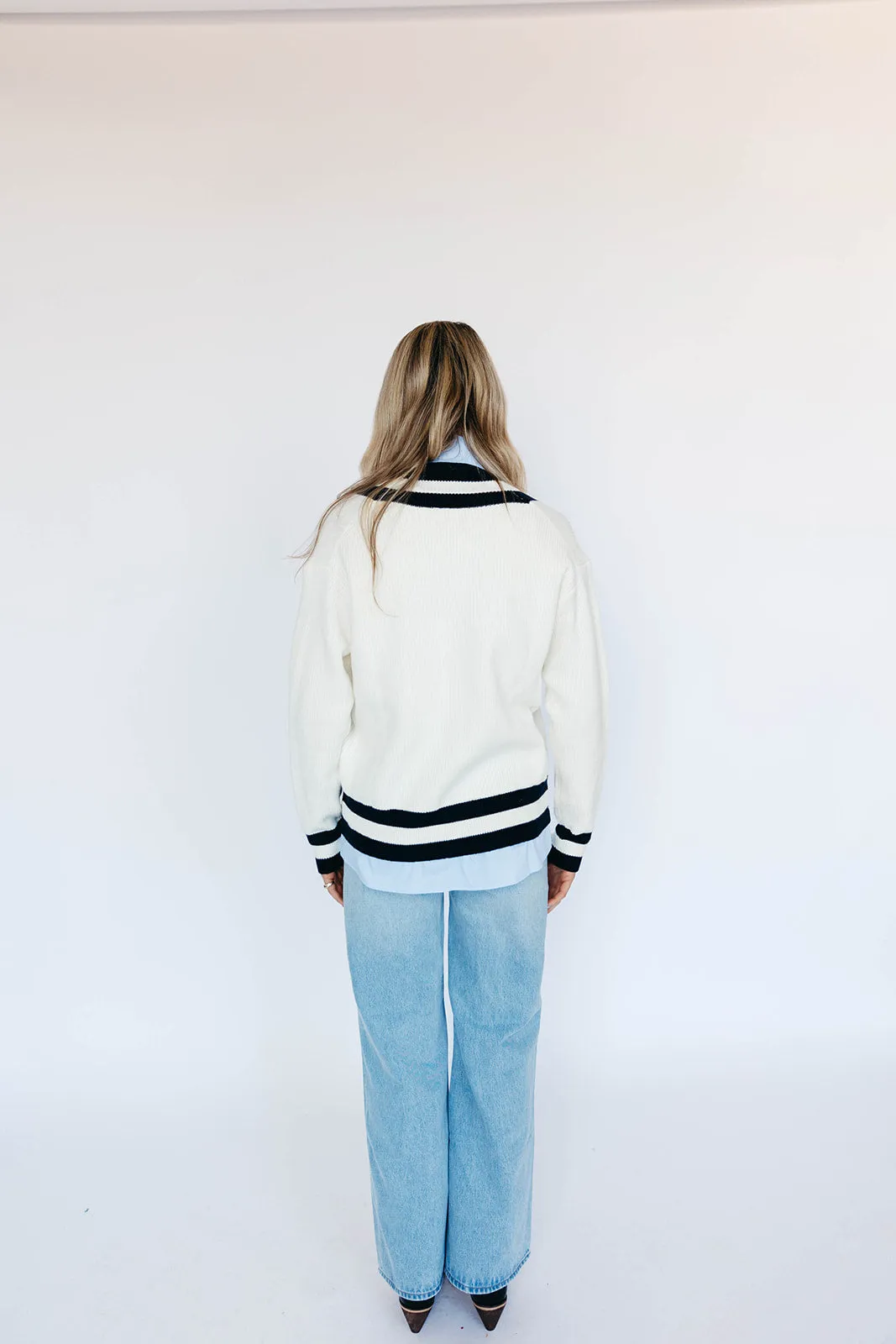 Destiny Layered Top - Ivory/Blue