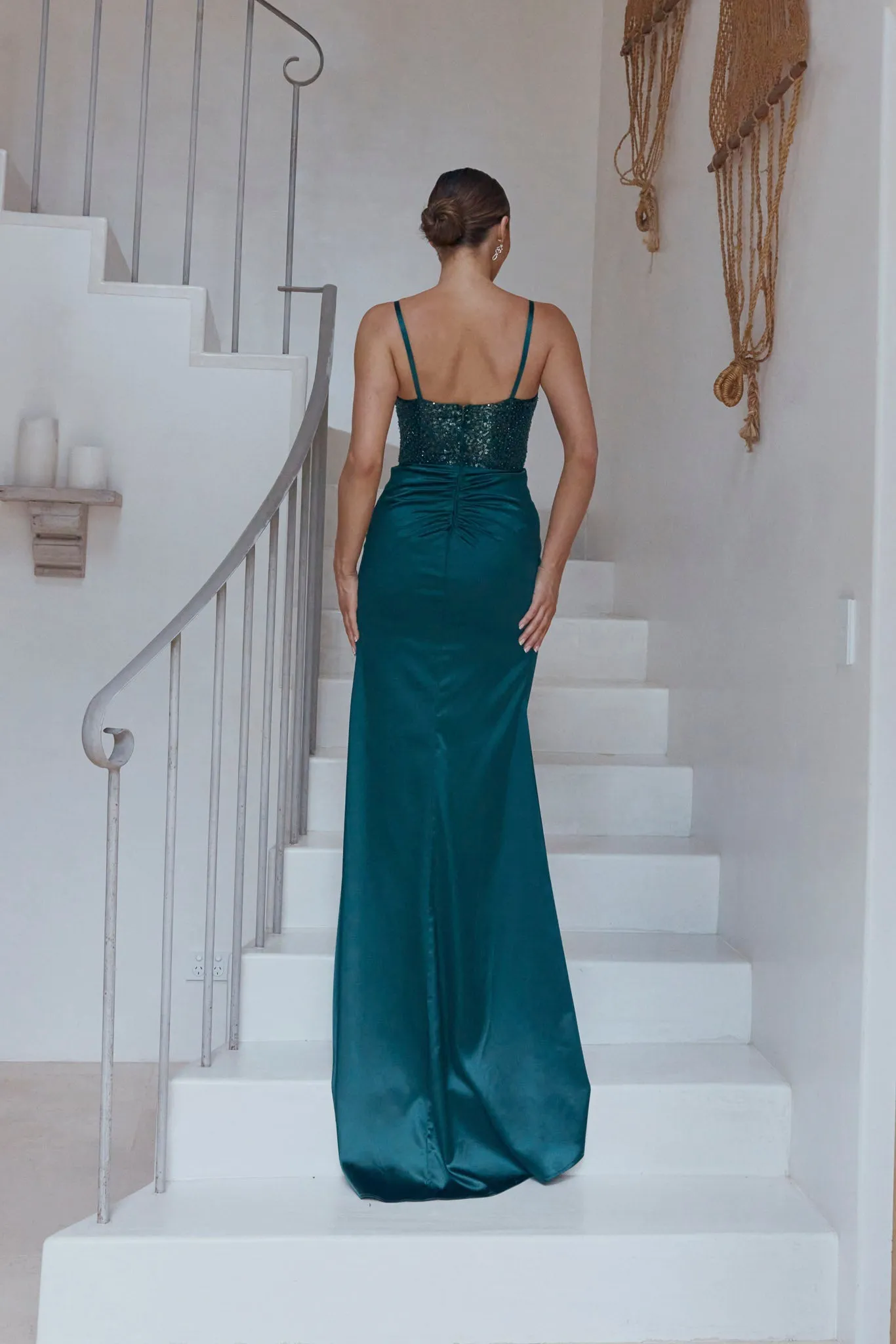 Ella Pleated Satin Evening Dress – PO2307