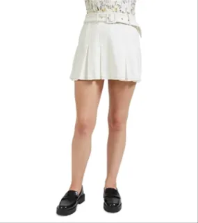 En Saison Cotton Pleated Mini Skirt White