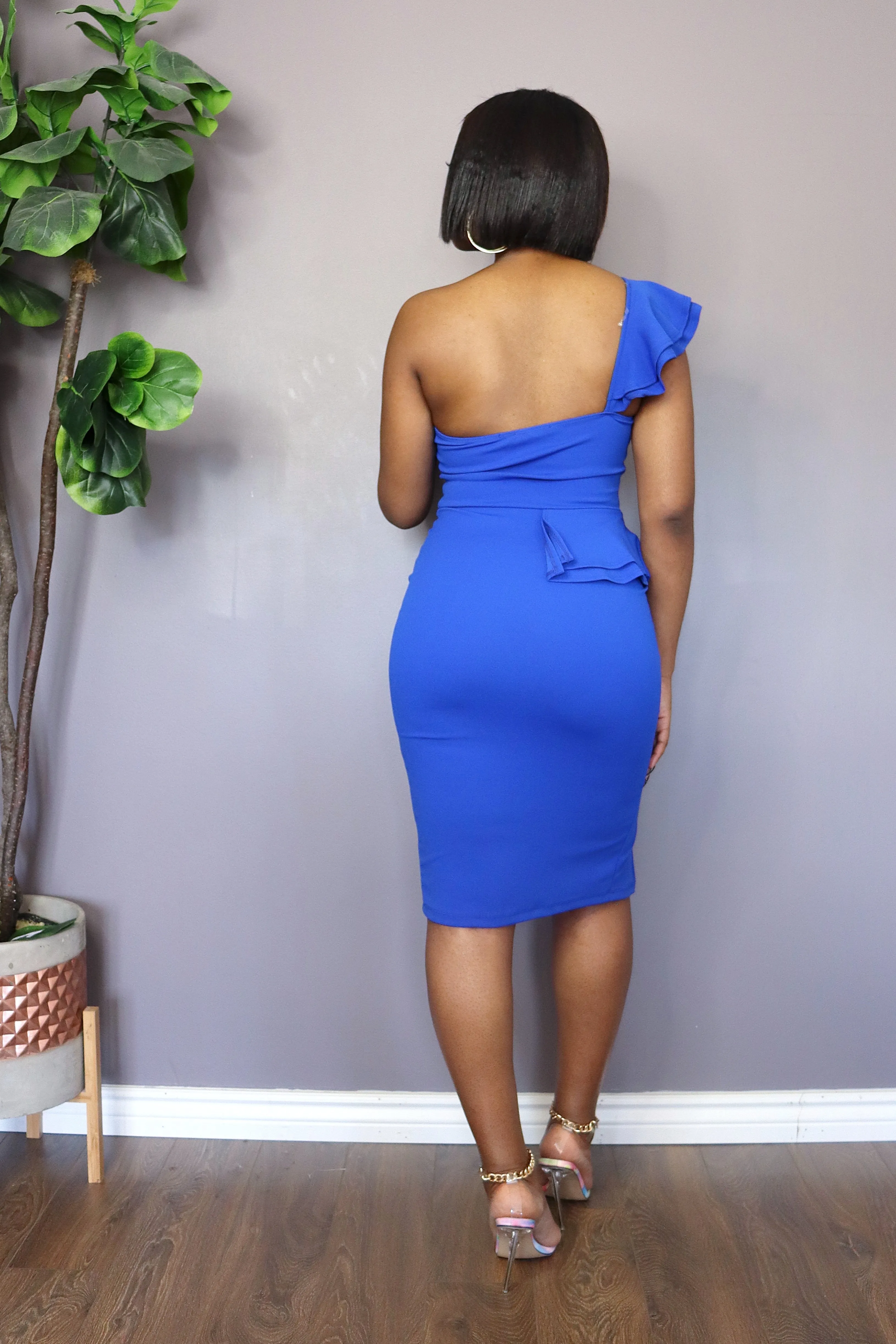 FANCY ME Ruffle Dress in Royal Blue