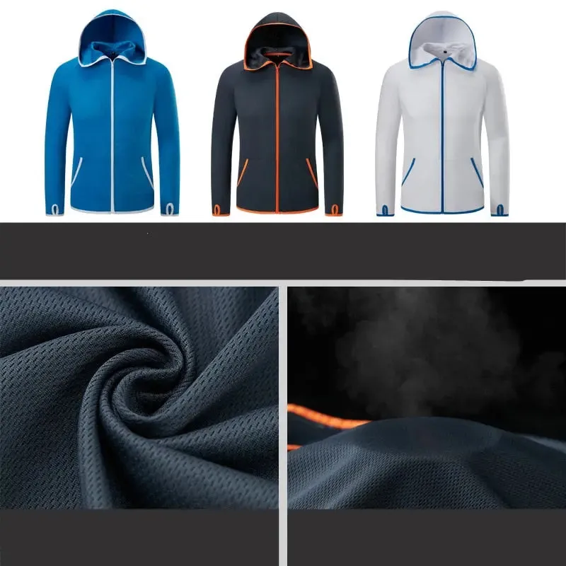 Fishing Men Clothes Tech Hydrophobic Hooded Jackets Ice silk Waterproof