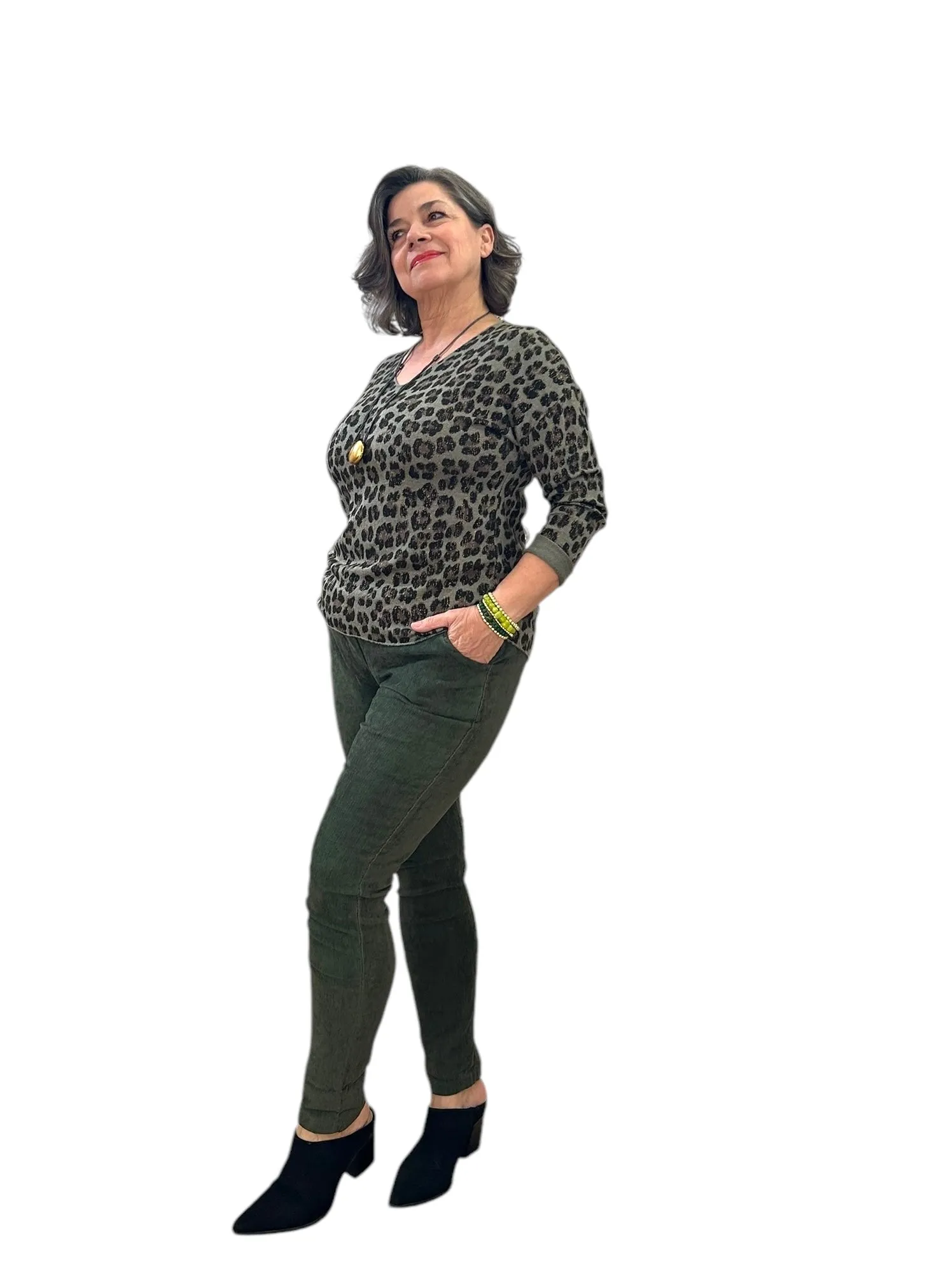 Forest green fine corduroy Italian Magic pants