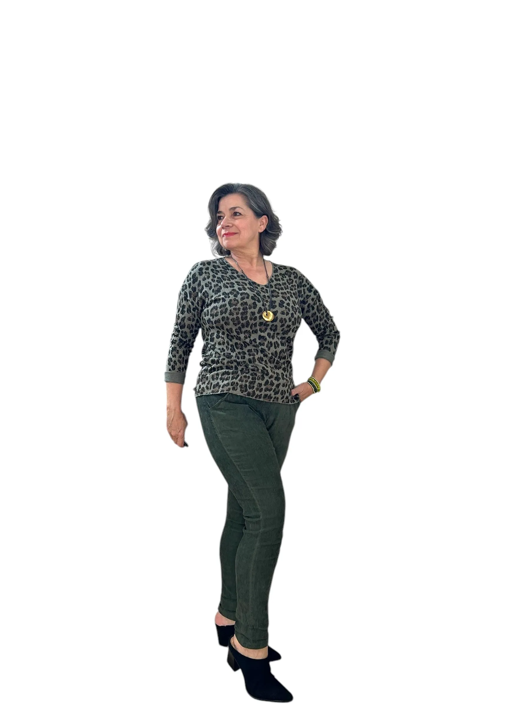 Forest green fine corduroy Italian Magic pants