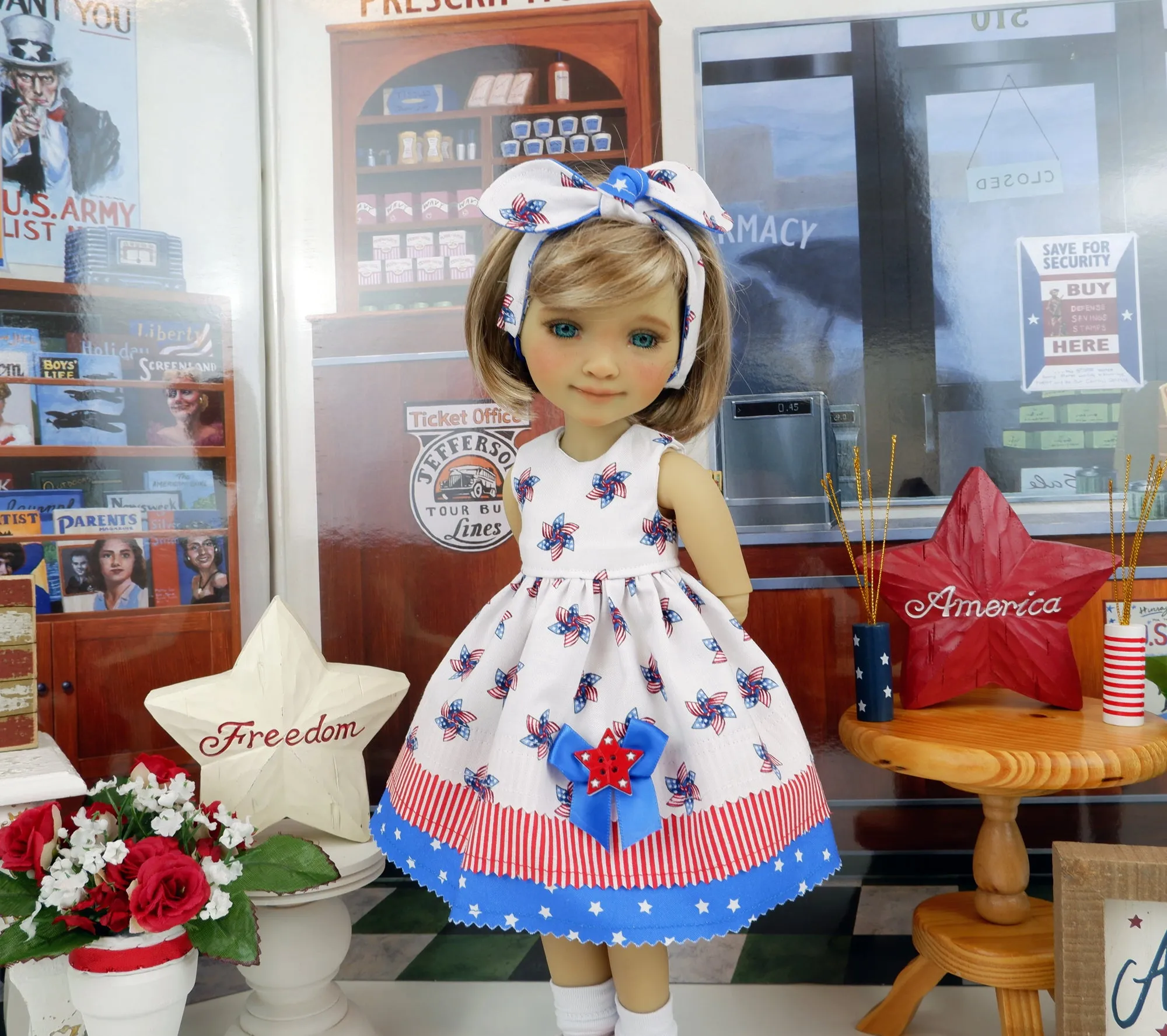 Freedom Pinwheel - dress with boots for Ruby Red Fashion Friends doll