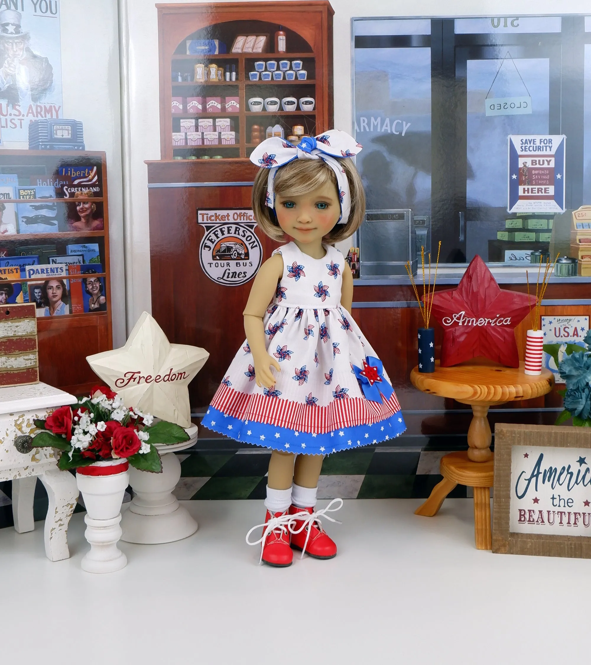 Freedom Pinwheel - dress with boots for Ruby Red Fashion Friends doll