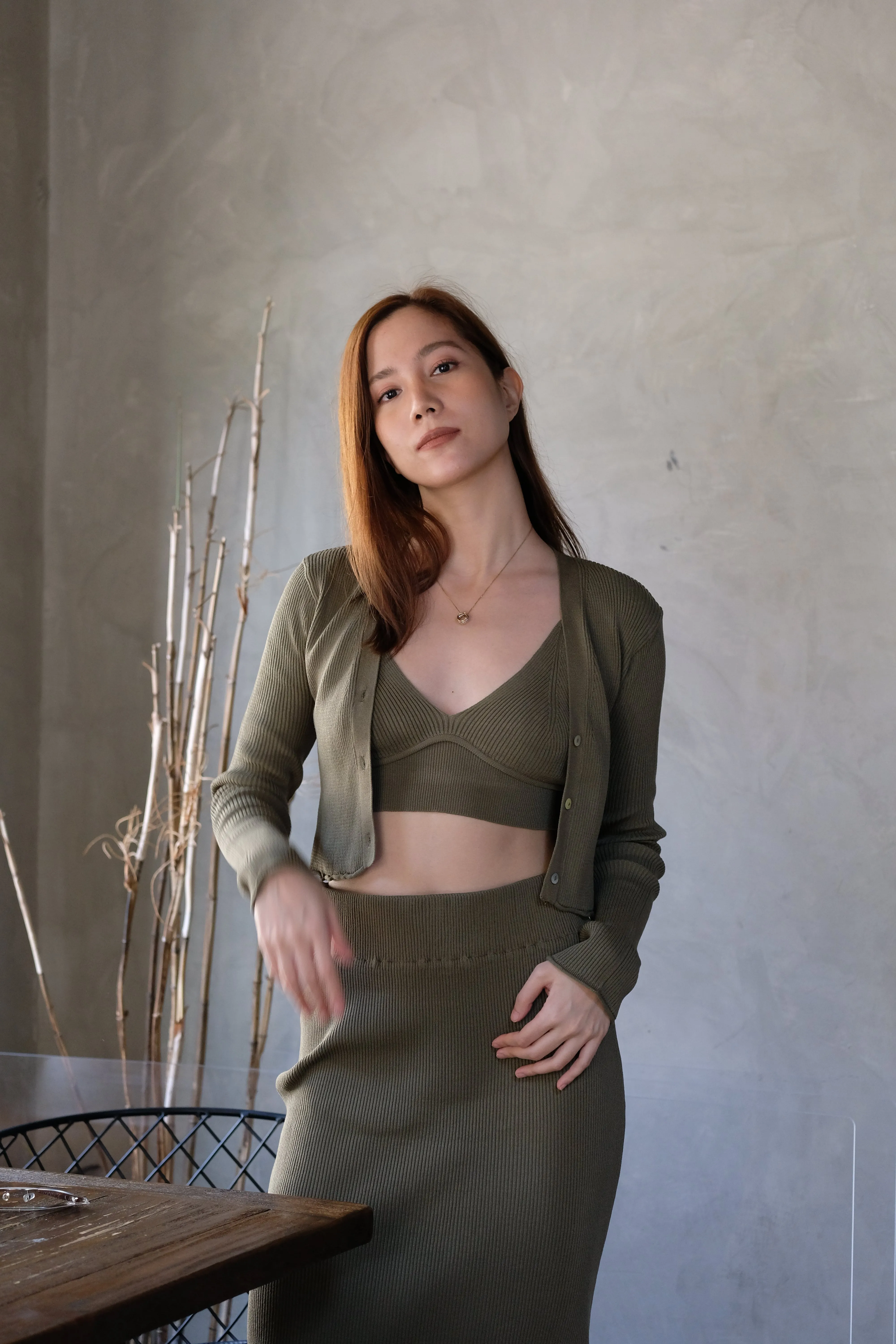 Green with Envy Knit Crop Top Olive Green