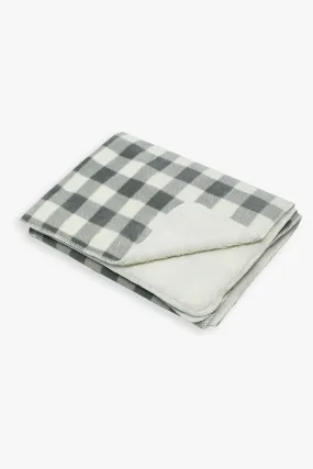 Grey Faux Shearling Throw Blanket