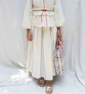 Hakoba box pleated skirt