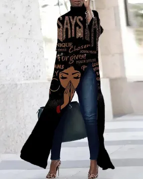 I Says I Am Three-quarter Sleeve Slit T-shirt Dress