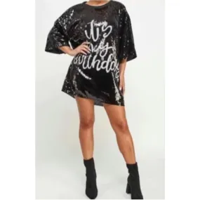 It's My Birthday Sequin Jersey Top Dress