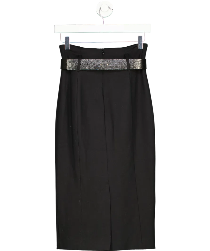 Karen Millen Black Belted Pencil Skirt UK 6