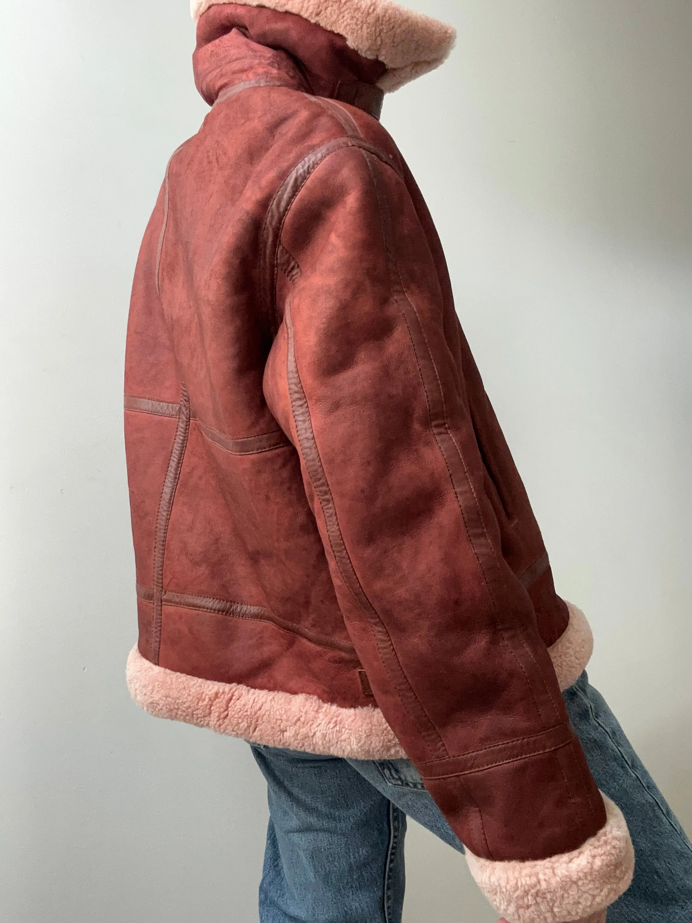 Maje Shearling Jacket Claret