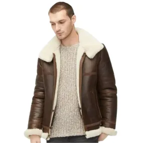 Men's Aviator Shearling Leather Jacket – Classic & Stylish