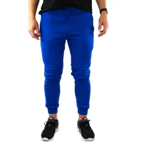 Mens Skinny Track Pants Joggers Trousers Gym Casual Sweat Cuffed Slim Trackies Fleece - Royal Blue - 3XL