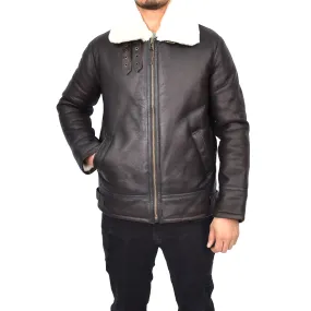 Men's Top Gun Style Real Sheepskin Jacket White Jannick