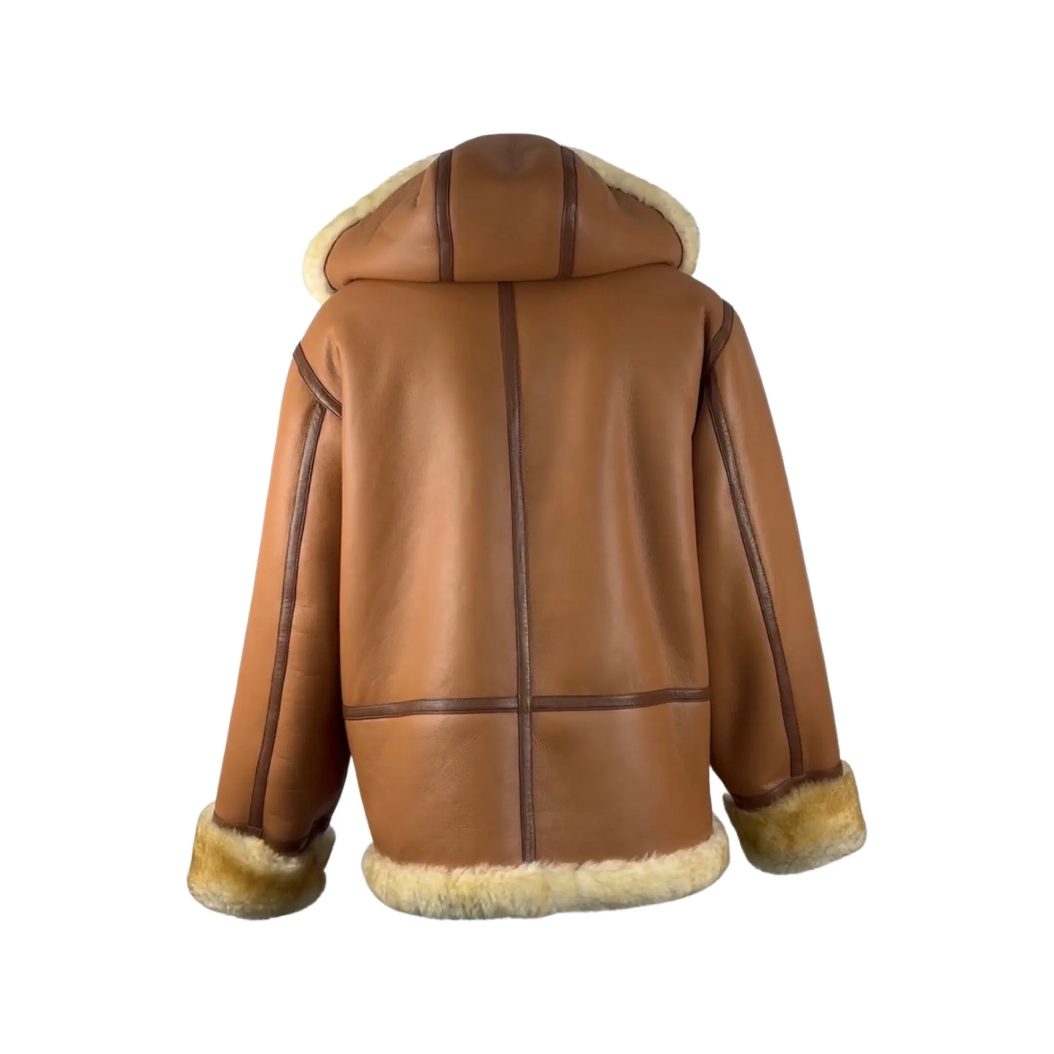 Men's Whiskey Hooded Shearling Pilot Jacket Style # 4023