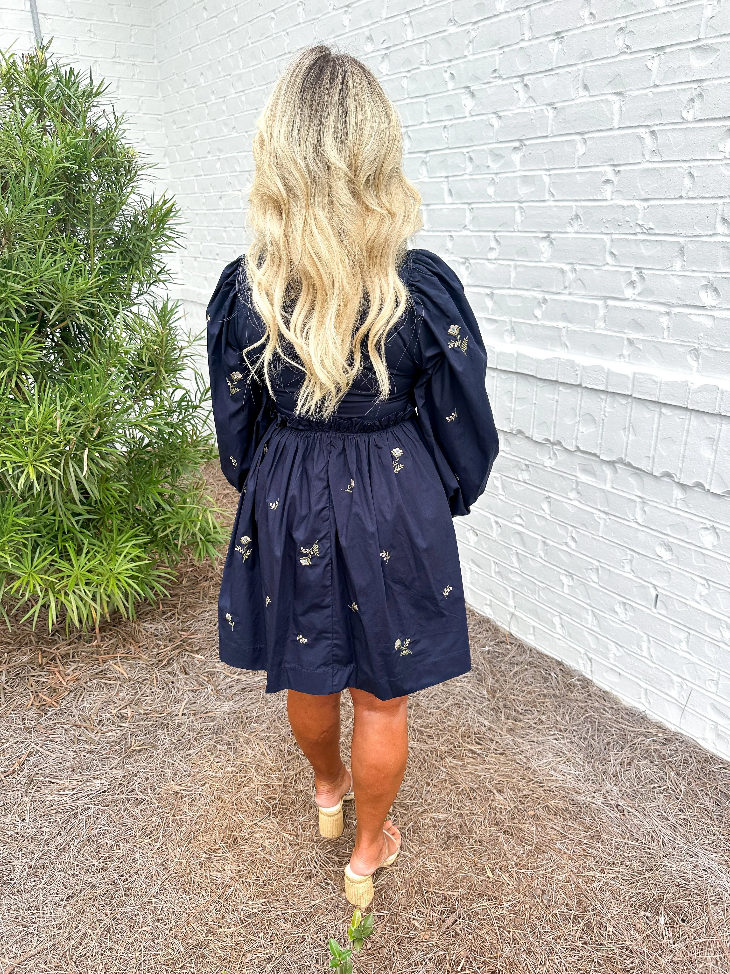 Navy Embroidered Dress