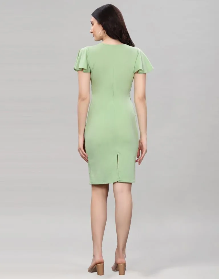 Pista Green Bell Sleeve Bodycon Dress