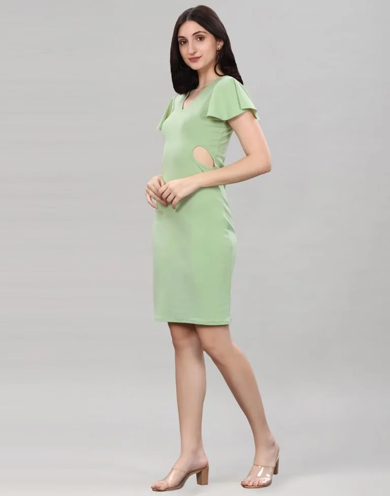 Pista Green Bell Sleeve Bodycon Dress
